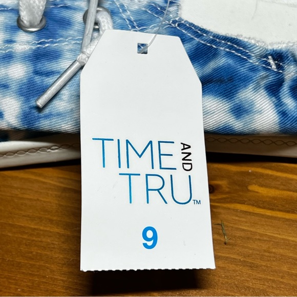 Time and Tru Women's Scrunch Back Slip On Sneakers Memory Foam Blue Tie Dye 9 - Picture 6 of 6